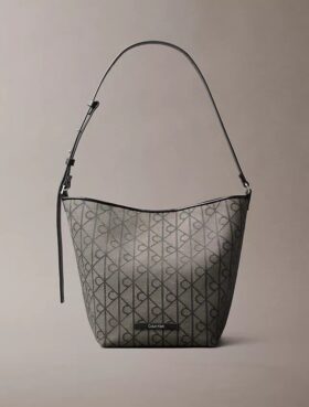 Jacquard-Beuteltasche mit Emblem-Logo und Innentasche