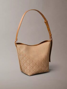 Jacquard-Beuteltasche mit Emblem-Logo und Innentasche