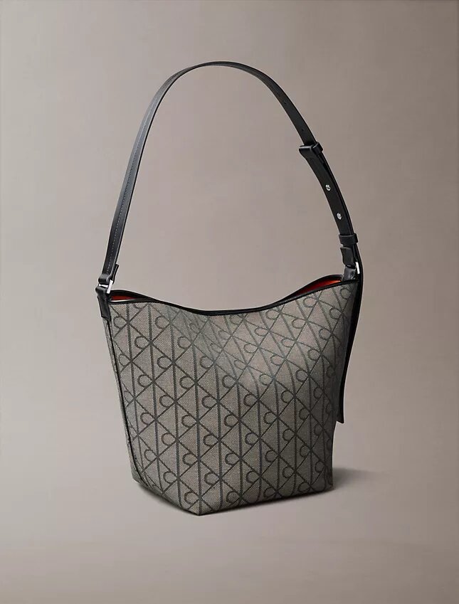 Jacquard-Beuteltasche mit Emblem-Logo und Innentasche Jacquard-Beuteltasche mit Emblem-Logo und Innentasche