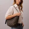 Jacquard-Beuteltasche mit Emblem-Logo und Innentasche Jacquard-Beuteltasche mit Emblem-Logo und Innentasche