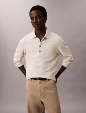 Jacquard-Polo-Pullover in lockerer Passform