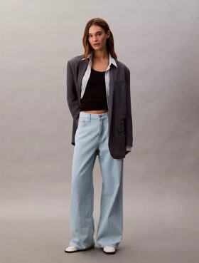 Jeans aus Leinenmischung mit weitem Bein Jeans aus Leinenmischung mit weitem Bein