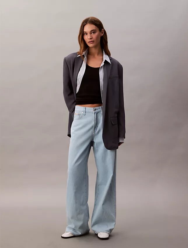 Jeans aus Leinenmischung mit weitem Bein Jeans aus Leinenmischung mit weitem Bein
