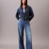 Jeans aus Leinenmischung mit weitem Bein Jeans aus Leinenmischung mit weitem Bein