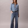 Jeans aus Leinenmischung mit weitem Bein Jeans aus Leinenmischung mit weitem Bein