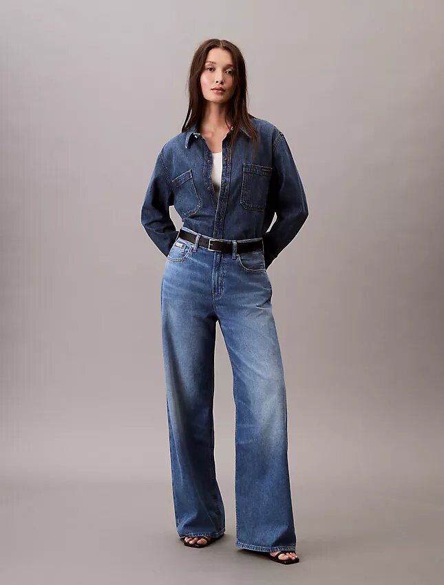 Jeans aus Leinenmischung mit weitem Bein Jeans aus Leinenmischung mit weitem Bein