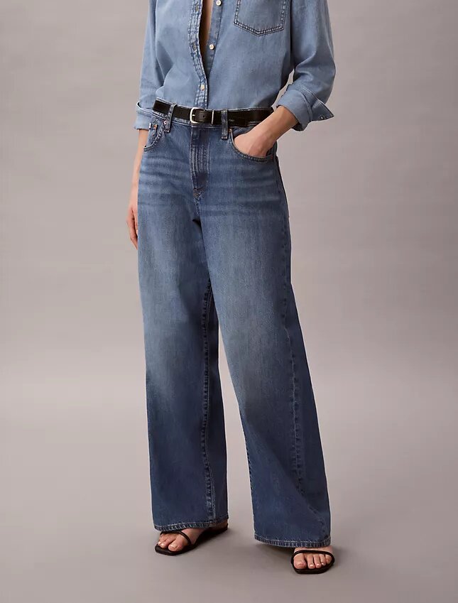 Jeans aus Leinenmischung mit weitem Bein Jeans aus Leinenmischung mit weitem Bein