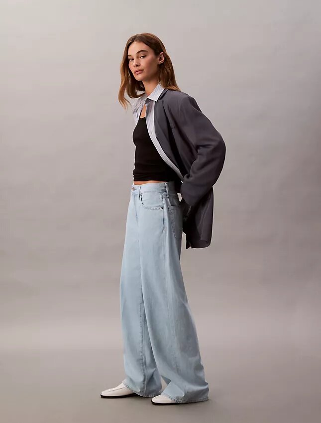 Jeans aus Leinenmischung mit weitem Bein Jeans aus Leinenmischung mit weitem Bein