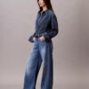 Jeans aus Leinenmischung mit weitem Bein Jeans aus Leinenmischung mit weitem Bein