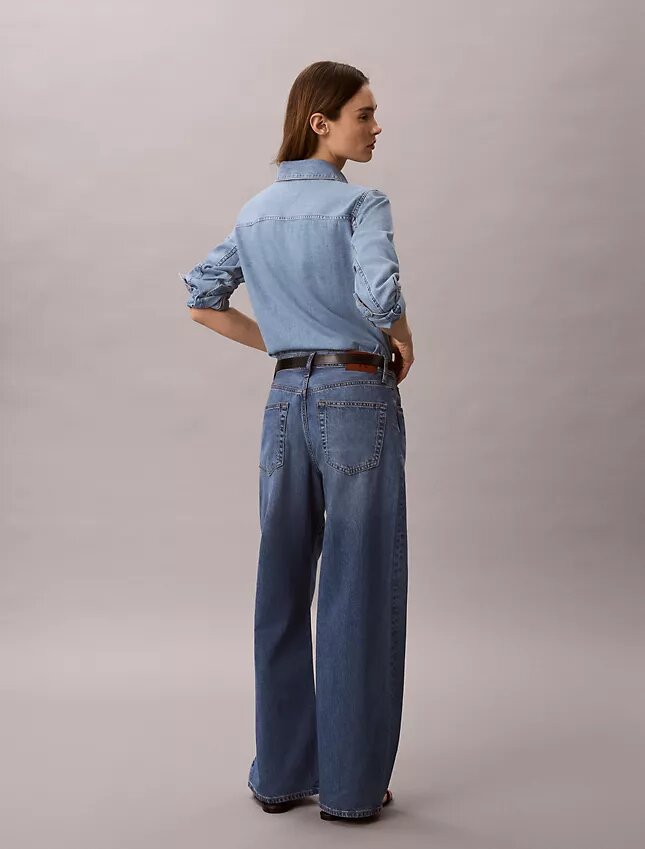 Jeans aus Leinenmischung mit weitem Bein Jeans aus Leinenmischung mit weitem Bein