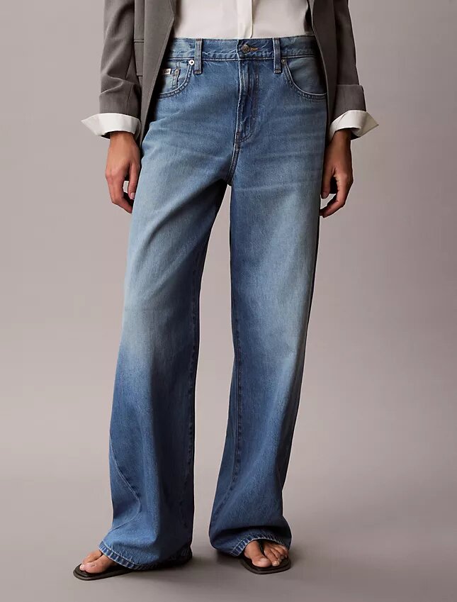 Jeans aus Lyocell-Mischung mit weitem Bein Jeans aus Lyocell-Mischung mit weitem Bein