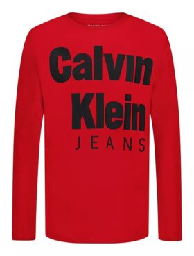 Jungen-T-Shirt mit großem Ckj-Logo und langen Ärmeln