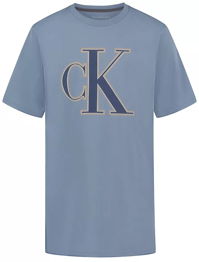 Jungen-T-Shirt mit Monogram-Logo im Kettenstich Jungen-T-Shirt mit Monogram-Logo im Kettenstich
