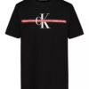 Jungen-T-Shirt mit Rundhalsausschnitt und Monologo-Streifen