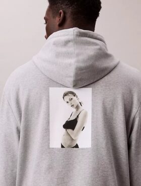 Kate Moss Fleece-Hoodie mit Grafikprint