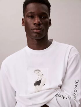 Kate Moss Grafik-T-Shirt mit langen Ärmeln in lockerer Passform