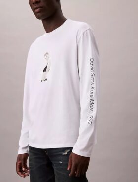 Kate Moss Grafik-T-Shirt mit langen Ärmeln in lockerer Passform