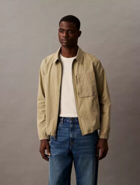 Klassische Hemdjacke aus Baumwollmischung mit Reißverschluss