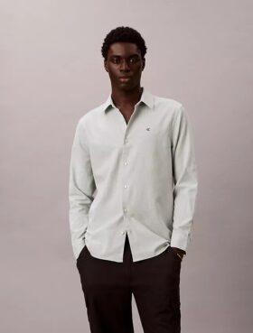 Klassisches Button-Down-Hemd aus Leinen und Baumwolle