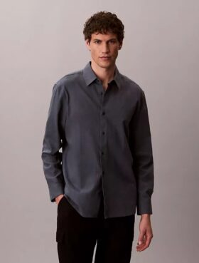 Klassisches Button-Down-Hemd aus Leinen und Baumwolle