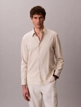 Klassisches Button-Down-Hemd aus Leinen und Baumwolle