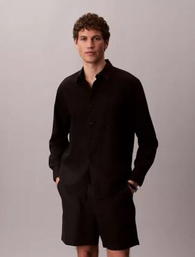 Klassisches Button-Down-Hemd aus Leinen und Baumwolle