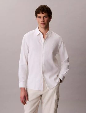 Klassisches Button-Down-Hemd aus Leinen und Baumwolle