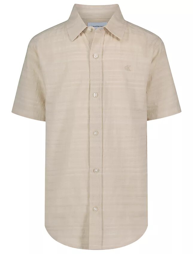 Klassisches Button-Down-Hemd für Jungen mit strukturierten Streifen Klassisches Button-Down-Hemd für Jungen mit strukturierten Streifen