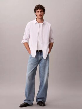 Klassisches Oxford-Hemd aus Cotton Stretch mit Streifen und Button-Down-Kragen