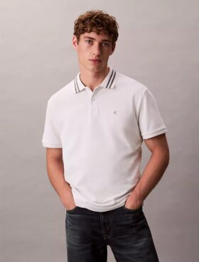 Klassisches Polohemd mit Monogram und Piqué-Einsätzen