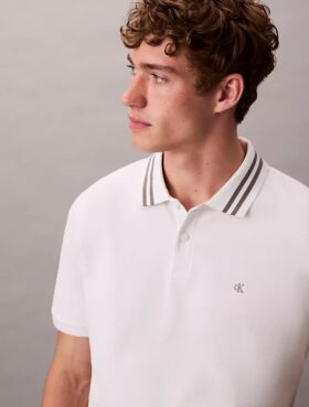 Klassisches Polohemd mit Monogram und Piqué-Einsätzen