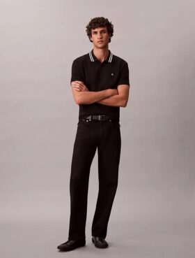 Klassisches Polohemd mit Monogram und Piqué-Einsätzen