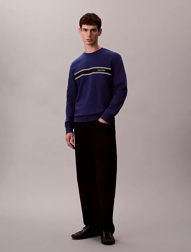 Klassisches Sweatshirt mit Fleece-Streifen Klassisches Sweatshirt mit Fleece-Streifen