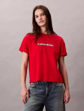 Klassisches T-Shirt mit gesticktem Logo