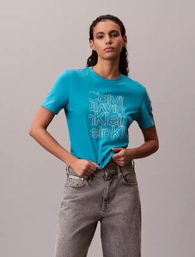 Klassisches T-Shirt mit Glitzer-Logo