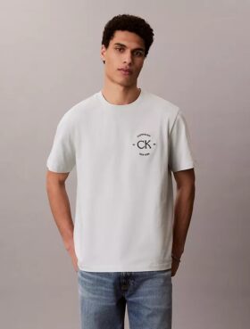 Klassisches T-Shirt mit Logo-Kreis-Grafik Klassisches T-Shirt mit Logo-Kreis-Grafik