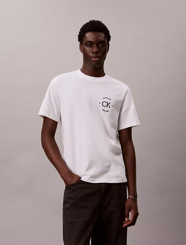 Klassisches T-Shirt mit Logo-Kreis-Grafik Klassisches T-Shirt mit Logo-Kreis-Grafik