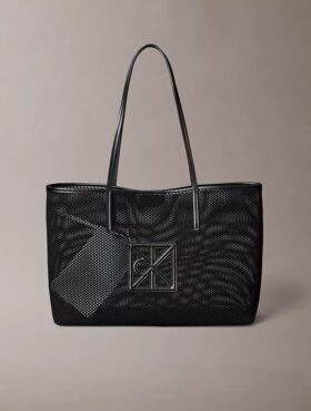 Kleine Mesh-Tragetasche mit Emblem-Logo