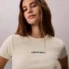 Kontur-Ripp-Logo-T-Shirt in verkürzter Länge Kontur-Ripp-Logo-T-Shirt in verkürzter Länge