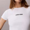Kontur-Ripp-Logo-T-Shirt in verkürzter Länge Kontur-Ripp-Logo-T-Shirt in verkürzter Länge