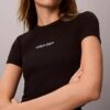 Kontur-Ripp-Logo-T-Shirt in verkürzter Länge Kontur-Ripp-Logo-T-Shirt in verkürzter Länge