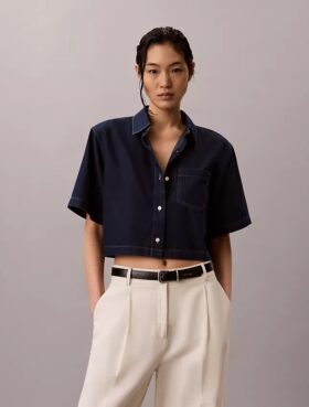 Kropptes, kastenförmiges Shirt aus Lyocell-Mischung