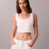 Kropptes Tanktop aus Denim mit durchgehendem Monogram