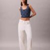 Kropptes Tanktop aus Denim mit durchgehendem Monogram