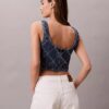 Kropptes Tanktop aus Denim mit durchgehendem Monogram