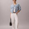Kurze, kragenlose Denim-Trucker Jacket Kurze, kragenlose Denim-Trucker Jacket
