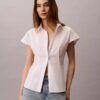 Kurzärmeliges Button-Down-Hemd aus Baumwollpopeline Kurzärmeliges Button-Down-Hemd aus Baumwollpopeline