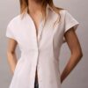 Kurzärmeliges Button-Down-Hemd aus Baumwollpopeline Kurzärmeliges Button-Down-Hemd aus Baumwollpopeline