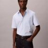 Kurzärmeliges Button-Down-Hemd aus Cotton Stretch mit Streifenmuster
