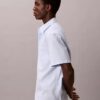 Kurzärmeliges Button-Down-Hemd aus Cotton Stretch mit Streifenmuster